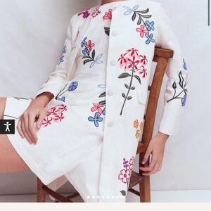 Boden White Floral Embroidered Jacket